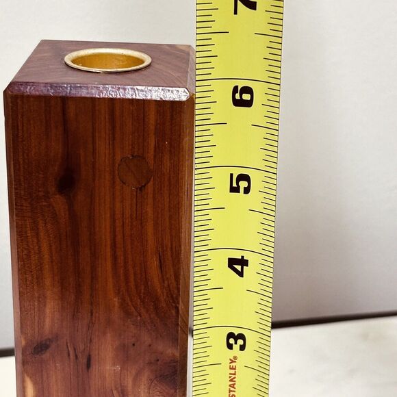 Vintage Wood Block Candle Holder Handmade Graduated Set of 4 Minimalist - Picture 10 of 16